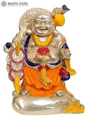 8" Joyous Laughing Buddha In Brass | Handmade | Made In India