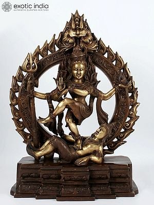 26" Raging-Fire Halo of Lord Nataraja Brass Statue | Indian Handcrafted Idol