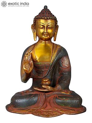10" Tibetan Buddhist Preaching  Buddha In Brass | Handmade | Made In India