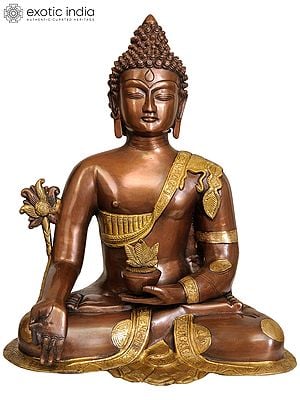 17" Large Size Medicine Buddha (Tibetan Buddhist Deity) In Brass | Handmade | Made In India