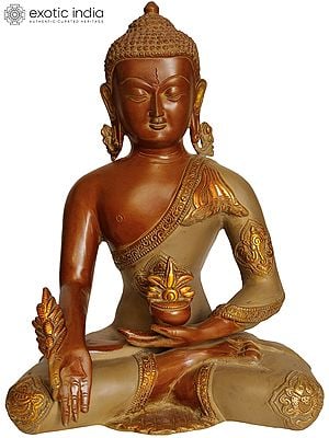 12" The Medicine Buddha In Brass | Handmade | Made In India