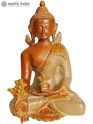 7" The Medicine Buddha (Tibetan Buddhist Deity) In Brass | Handmade | Made In India