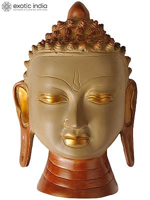 13" Lord Buddha Wall Hanging Mask In Brass | Handmade | Made In India