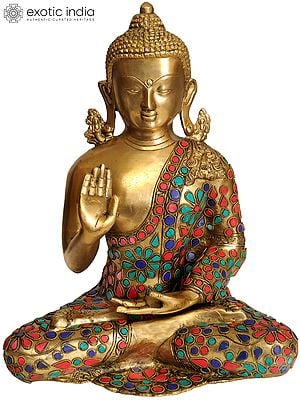 11" Lord Buddha In Abhaya Mudra In Brass | Handmade | Made In India