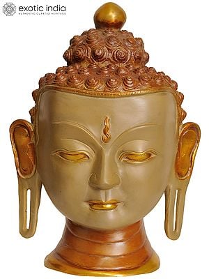 12" Lord Buddha Wall Hanging Mask In Brass | Handmade | Made In India