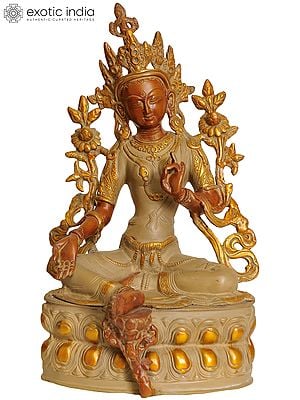 14" Goddess Green Tara (Tibetan Buddhist Deity) In Brass | Handmade | Made In India