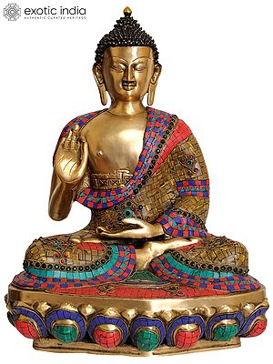 19" Lord Buddha Preaching His Dharma In Brass | Handmade | Made In India