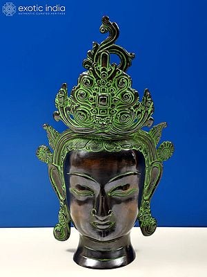 12" Goddess Tara Head (Tibetan Buddhist Deity) In Brass | Handmade | Made In India