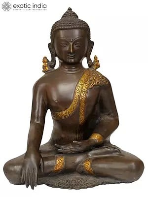 12" Lord Buddha in Bhumisparsha Mudra In Brass | Handmade | Made In India