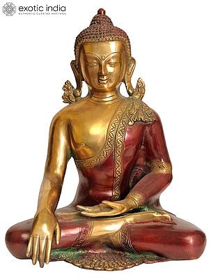 12" Lord Buddha in Bhumisparsha Mudra In Brass | Handmade | Made In India