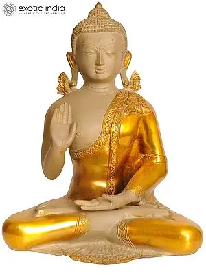 12" Lord Buddha In Abhaya Mudra In Brass | Handmade | Made In India