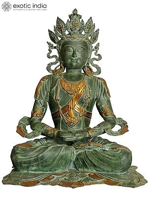 32" Large Pritzker Vairochana Buddha Brass Statue | Tibetan Buddhist Deity Idol