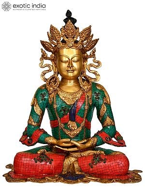 26" Large Size Crown Buddha -Tibetan Buddhist Deity In Brass | Handmade | Made In India