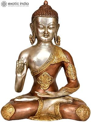 11" Lord Buddha Preaching His Dharma (Tibetan Buddhist Deity) In Brass | Handmade | Made In India