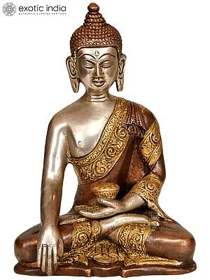 5" Tibetan Buddhist Lord Buddha in Bhumisparsha Mudra In Brass | Handmade | Made In India