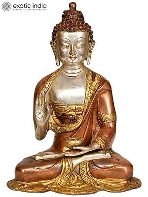 9" Lord Buddha in Preaching Mudra -Tibetan Buddhist Deity In Brass | Handmade | Made In India