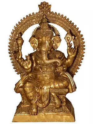 71" The Cosmic Glamour Of Lord Ganesha | Brass Statue | Handmade | Made In India