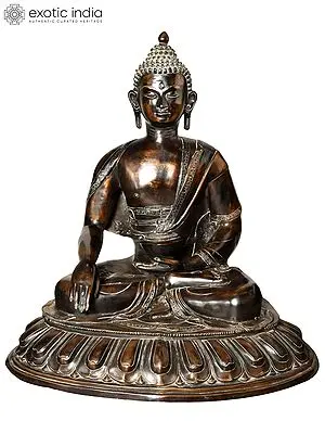 36" Tibetan Buddhist Deity Lord Buddha in Bhumi Sparsha Mudra In Brass | Handmade | Made In India