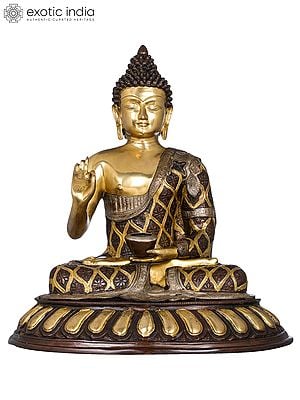 20" Lord Buddha in Preaching Mudra -Tibetan Buddhist In Brass | Handmade | Made In India