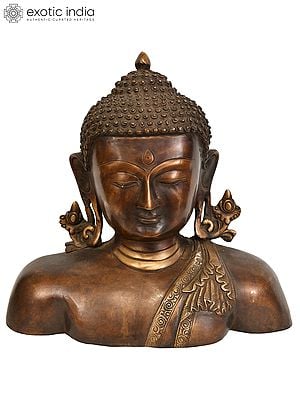 11" Lord Buddha Wall Hanging Bust In Brass | Handmade | Made In India