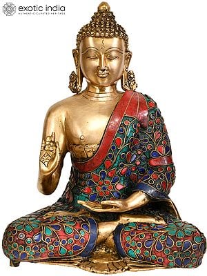 11" Lord Buddha Preaching His Dharma (Tibetan Buddhist Deity) In Brass | Handmade | Made In India