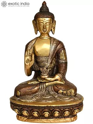 8" Lord Buddha Preaching His Dharma (Tibetan Buddhist Deity) In Brass | Handmade | Made In India