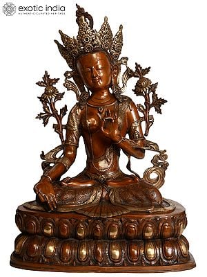 33" Tibetan Buddhist Deity White Tara (Large Size) In Brass | Handmade | Made In India