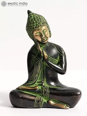 6" Thinking Buddha Statue - Brass Tibetan Buddhist Idols