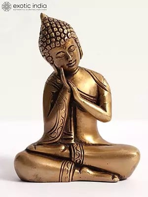 6" Thinking Buddha Statue - Brass Tibetan Buddhist Idols