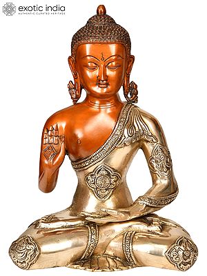 12" Lord Buddha in Abhaya Mudra (Tibetan Buddhist Deity) In Brass | Handmade | Made In India