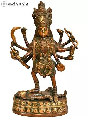 9" Goddess Kali Brass Sculpture | Handmade | Made in India