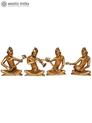 18" Set of Four Large Size Musicians In Brass | Handmade | Made In India