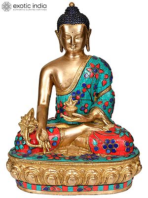 13" The Medicine Buddha (Tibetan Buddhist Deity) In Brass | Handmade | Made In India