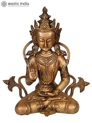 10" Crown Buddha (Tibetan Buddhist Deity) In Brass | Handmade | Made In India