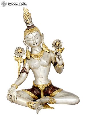 10" Goddess Green Tara (Tibetan Buddhist) In Brass | Handmade | Made In India