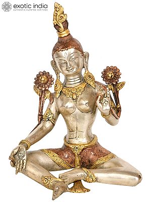 10" Goddess Green Tara (Tibetan Buddhist) In Brass | Handmade | Made In India