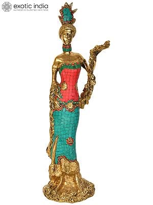 19" African Lady In Brass | Handmade | Made In India