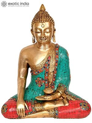 14" Lord Buddha in Bhumisparsha Mudra In Brass | Handmade | Made In India