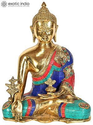 10" Tibetan Buddhist Deity Medicine Buddha In Brass | Handmade | Made In India