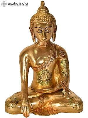 7" Tibetan Buddhist Lord Buddha in Earth Touching Gesture In Brass | Handmade | Made In India