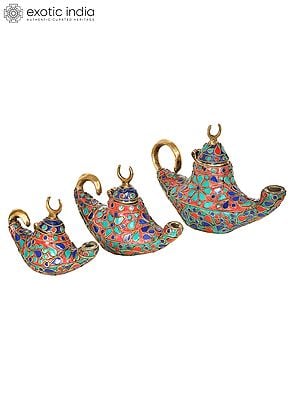 7" Aladdin Magic Chiraag (Set of Three) In Brass | Handmade | Made In India