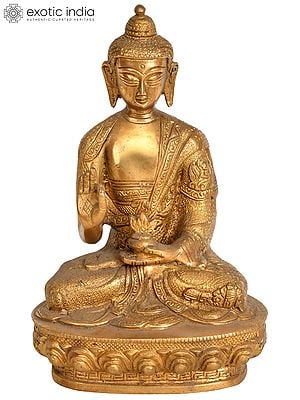 8" Tibetan Buddhist Lord Buddha in Preaching Mudra In Brass | Handmade | Made In India