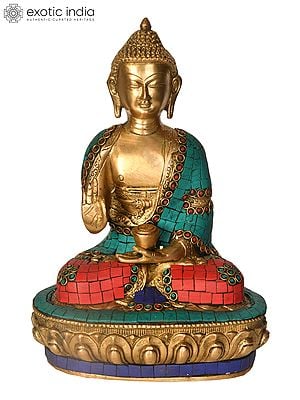 9" Tibetan Buddhist Deity Preaching Buddha In Brass | Handmade | Made In India