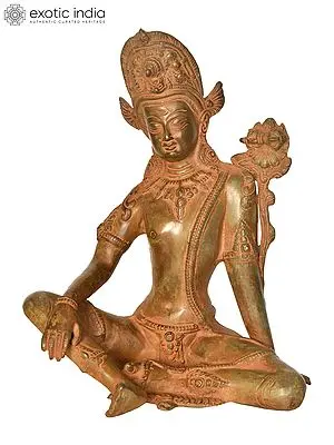 10" Avalokiteshvara Brass Sculpture | Handmade Tibetan Buddhist Deity Idol