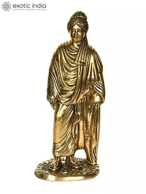 10" Swami Vivekananda Brass Statue | Handmade | Made in India