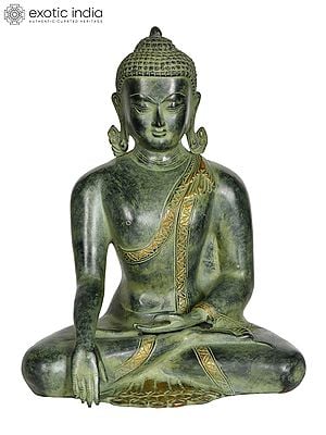 12" Lord Buddha in Earth Touching Gesture In Brass | Handmade | Made In India