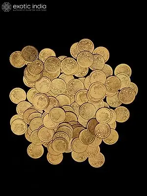 108 Coins for Lakshmi Puja with Lakshmi ji and Lotus Images