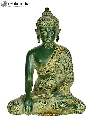 8" Buddha in Bhumi-Sparsha Mudra (Tibetan Buddhist Deity) In Brass | Handmade | Made In India