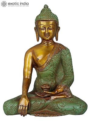 8" Buddha in Bhumi-Sparsha Mudra (Tibetan Buddhist Deity) In Brass | Handmade | Made In India