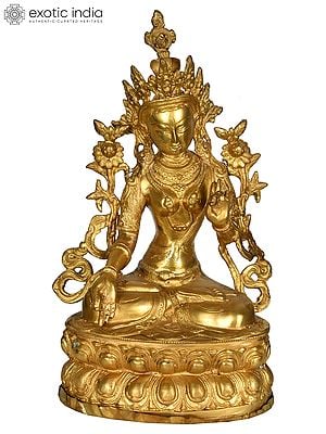 14" Seven Eyed Tibetan Budhdist Deity White Tara In Brass | Handmade | Made In India